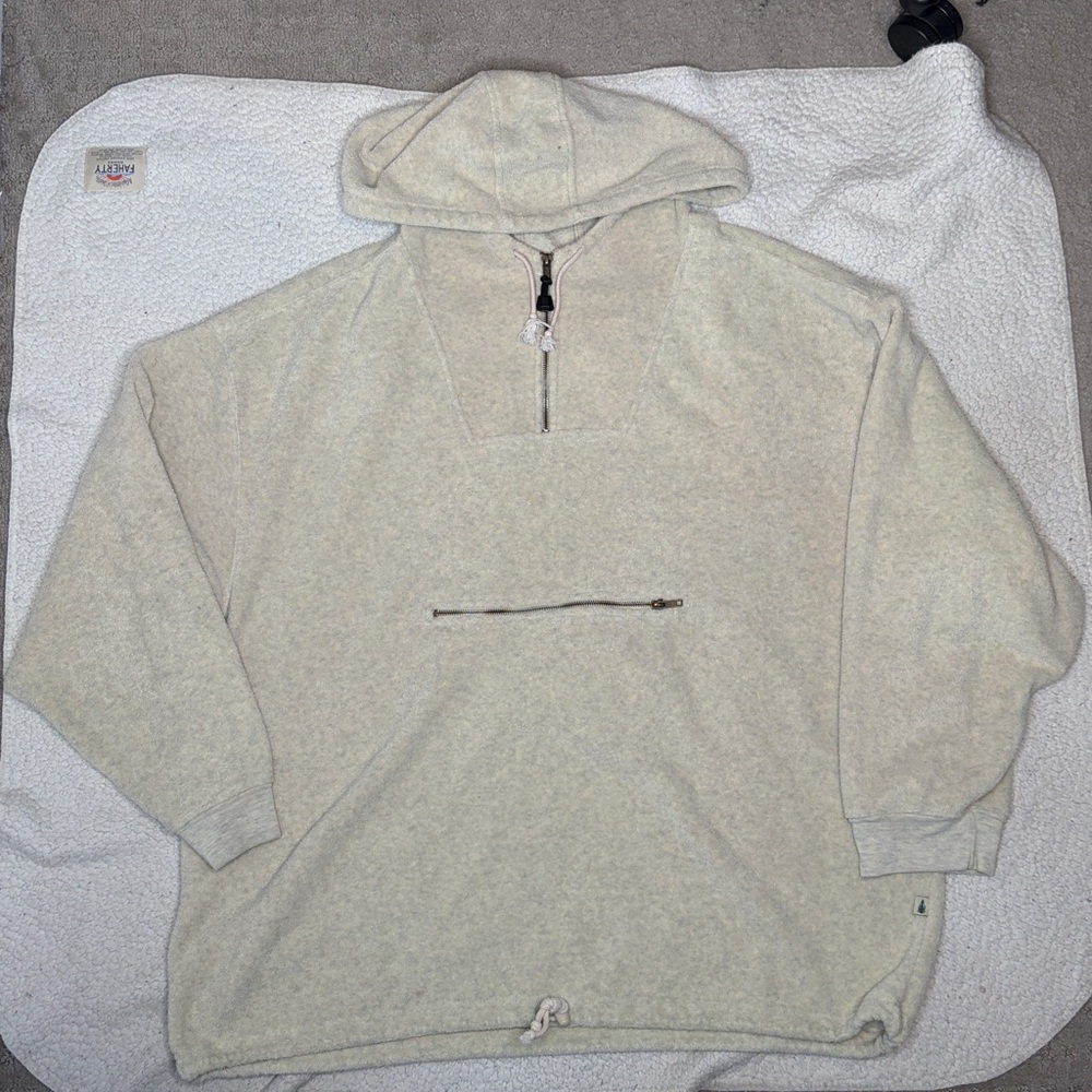 Vintage Fieldmaster Cream 1/4 Zip Fleece Hoodie: Size XXL